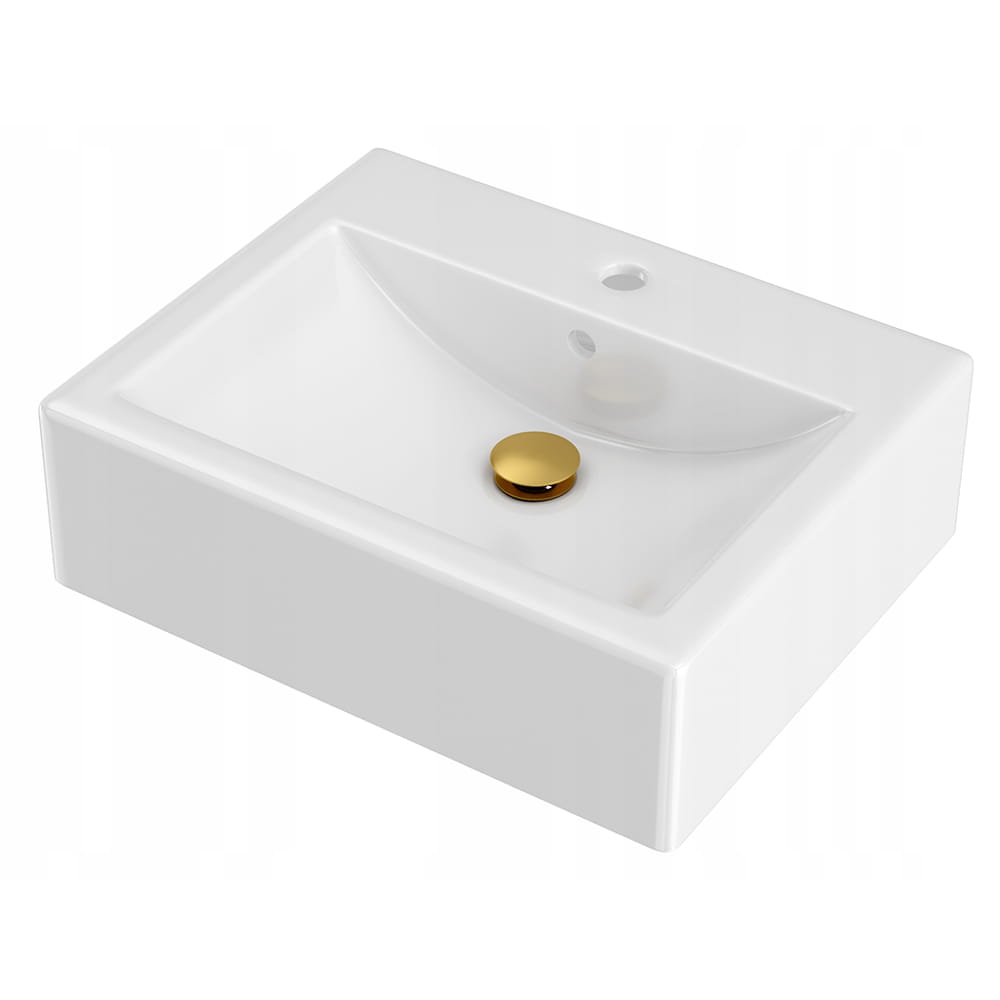Lavoar ceramic de blat Bilbao + ventil click-clack auriu