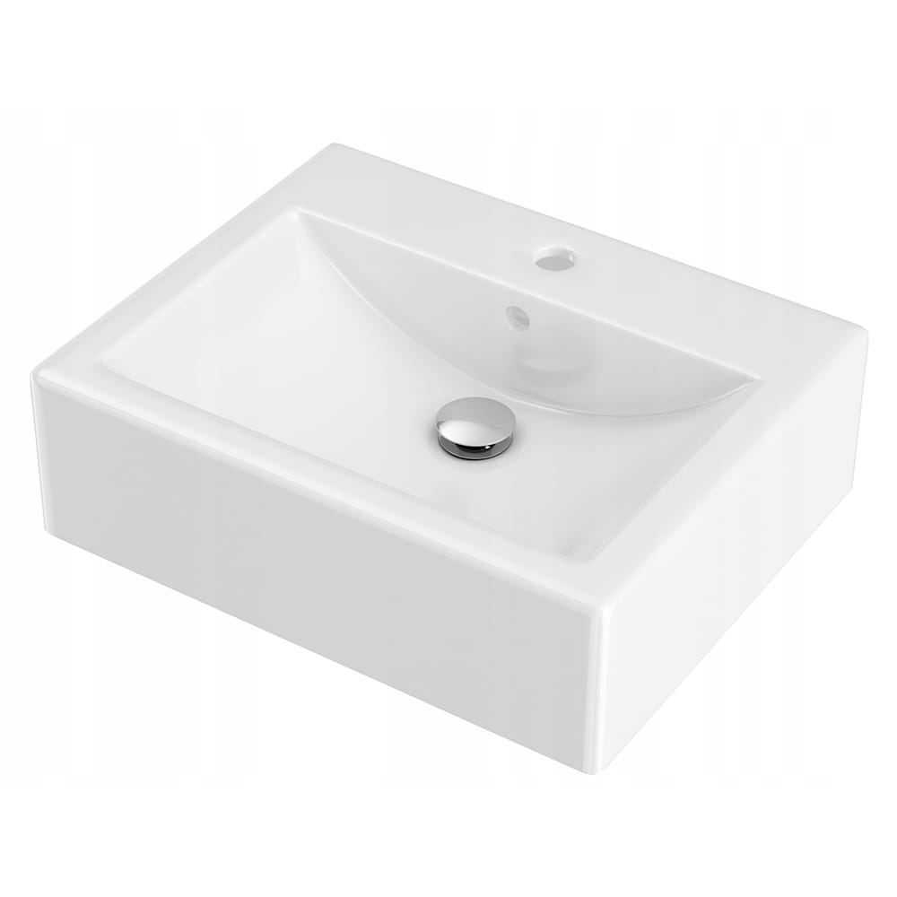 Lavoar ceramică pe blat Bilbao + ventil push-click crom