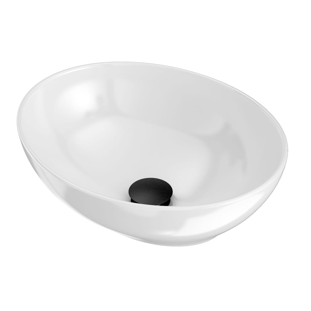 Lavoar ceramică pe blat + ventil click-clack negru