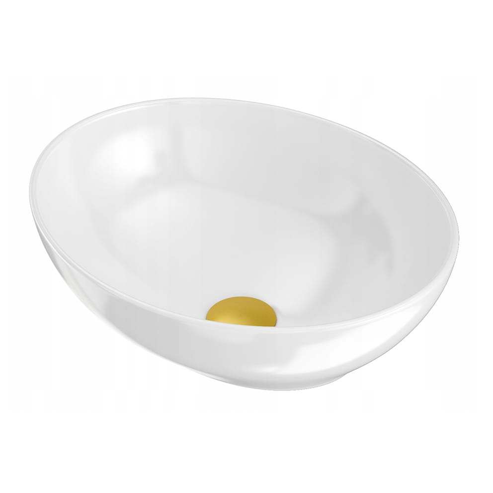 Lavoar ceramică pe blat Cardena + ventil pop-up auriu