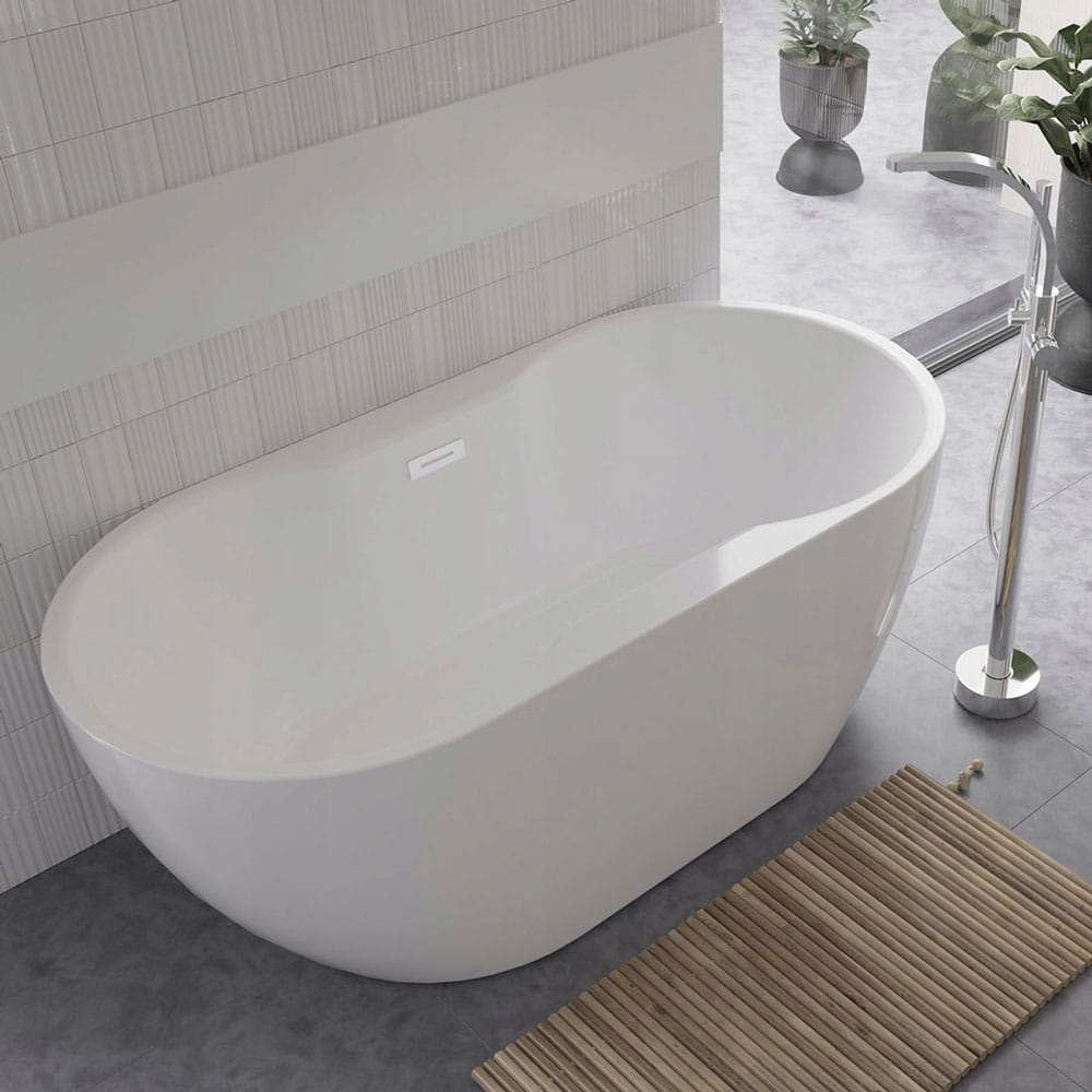 Cadă de baie freestanding albă zăpadă 160x80 cm NAVIA