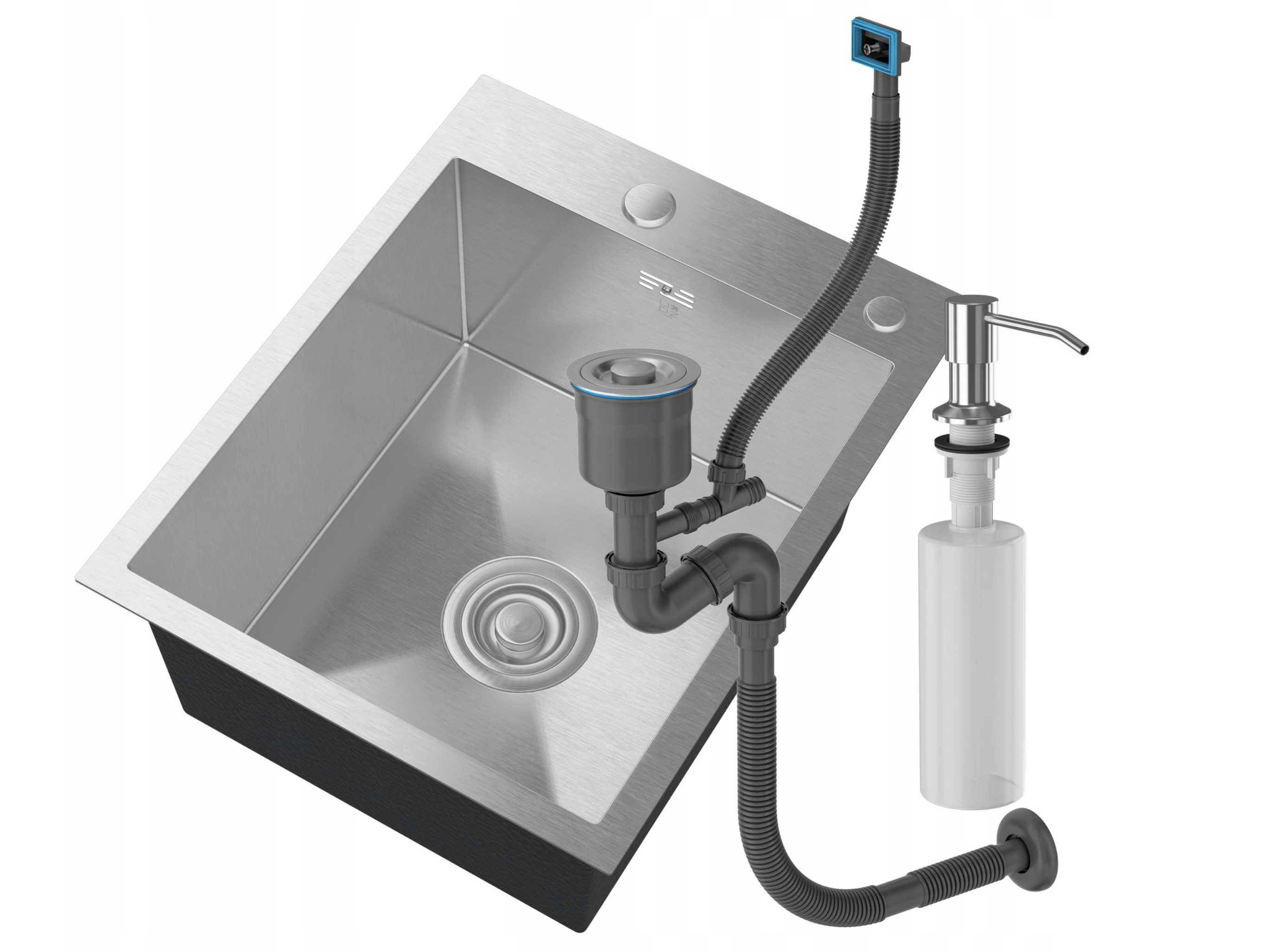 Chiuvetă bucătărie inox cu o cuvă + Dozator + Sifon