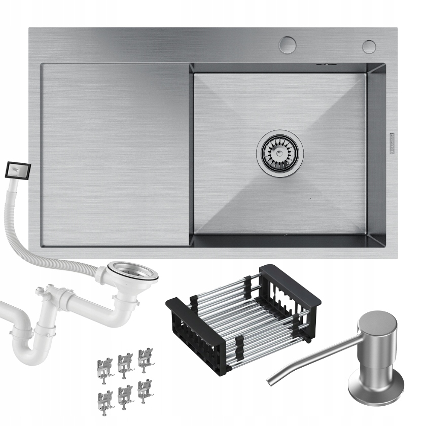Chiuvetă inox 1 bol cu scurgător și uscător cromat BARI78P