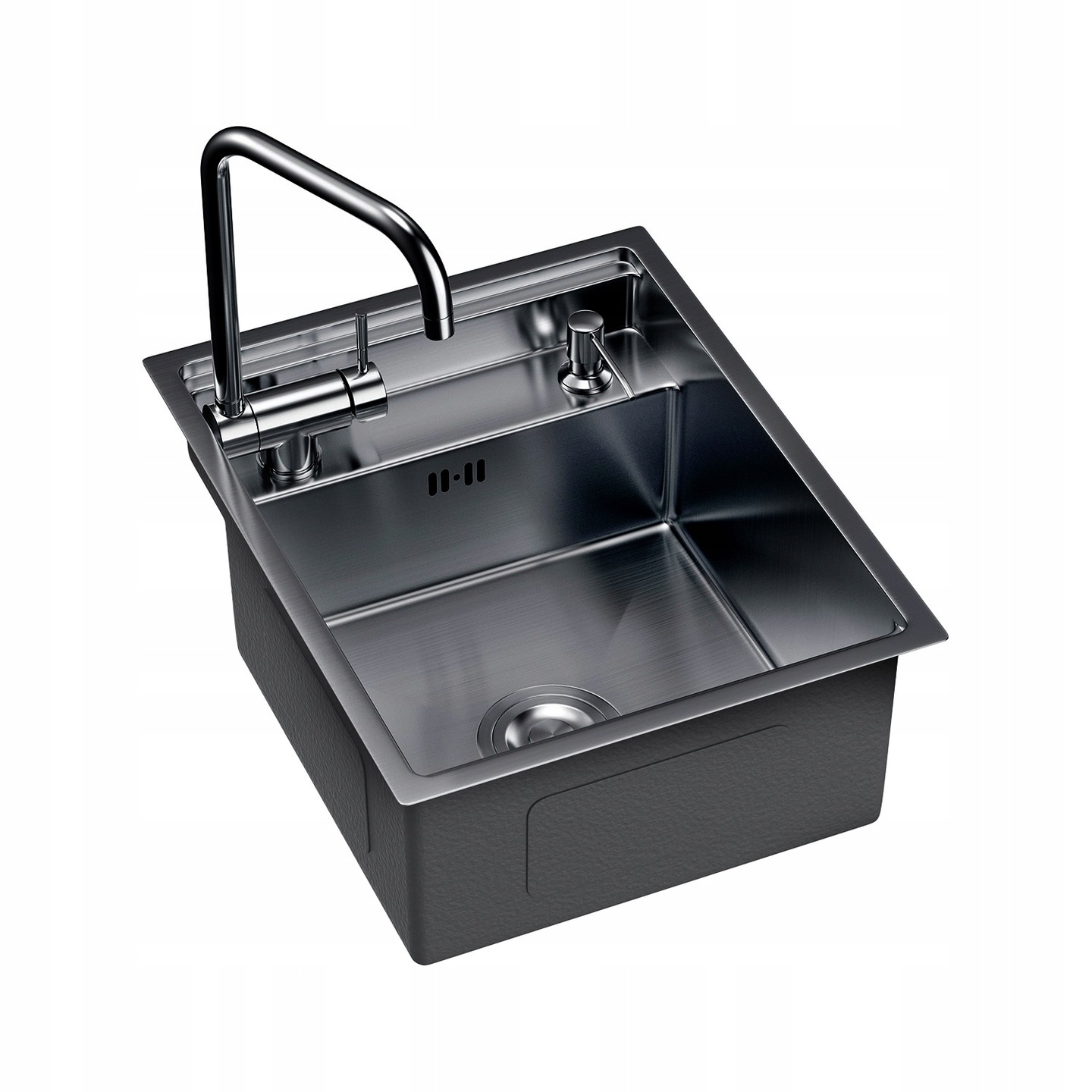 Set chiuvetă inox cu închidere + baterie pliabilă + dozator ERI40