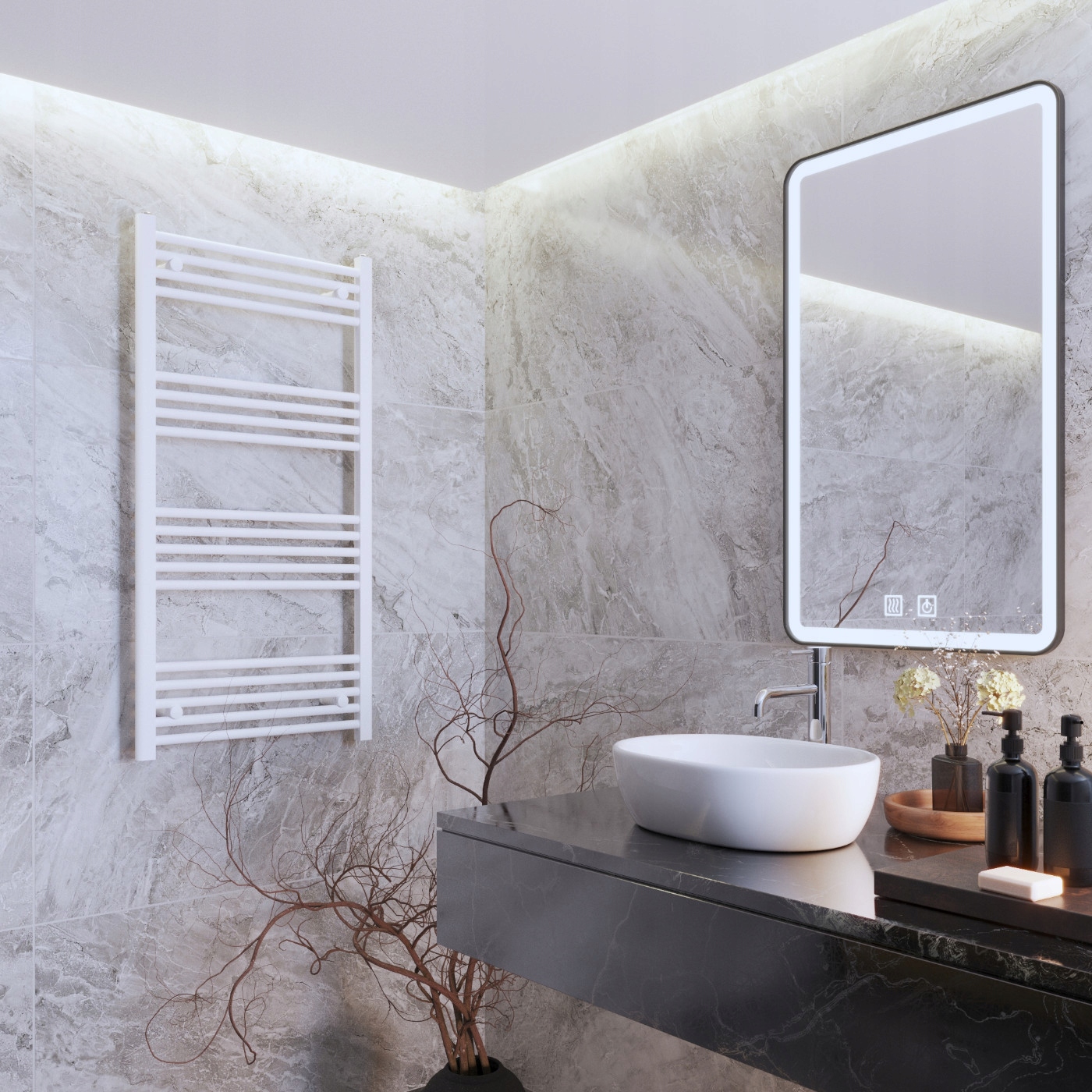 CALORIFER BAIE ALB TIP SCARĂ 60x120 cm MONTAJ 180 BRENO