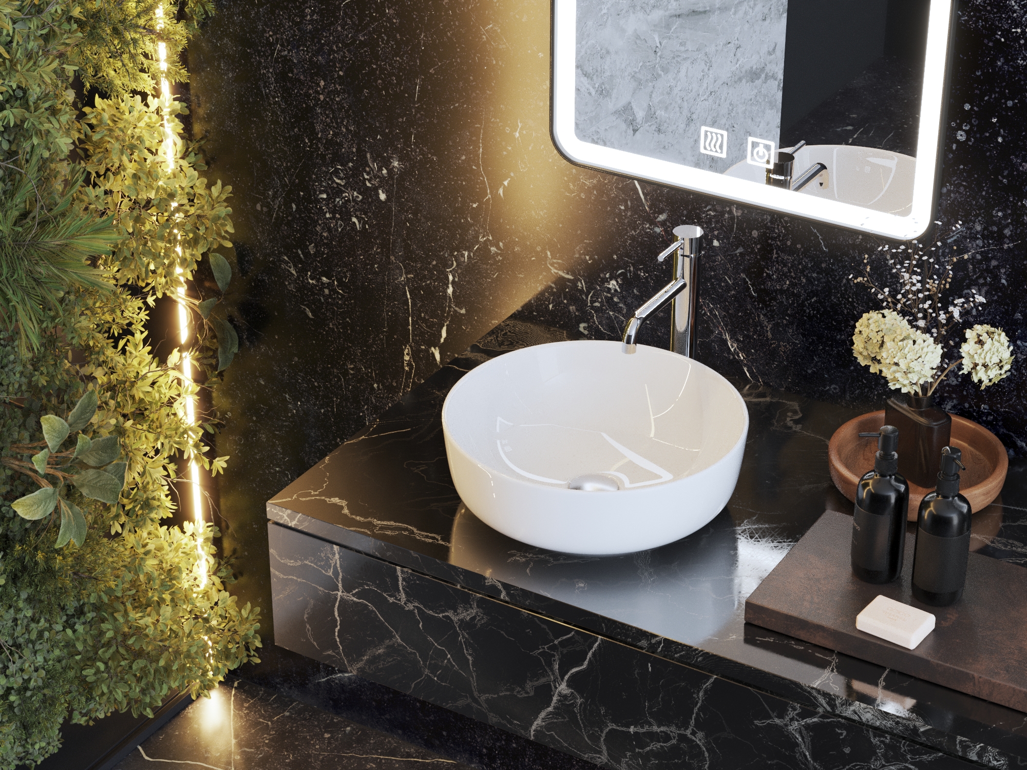 Lavoar Rotund Ceramic Alb pentru Baie TEO