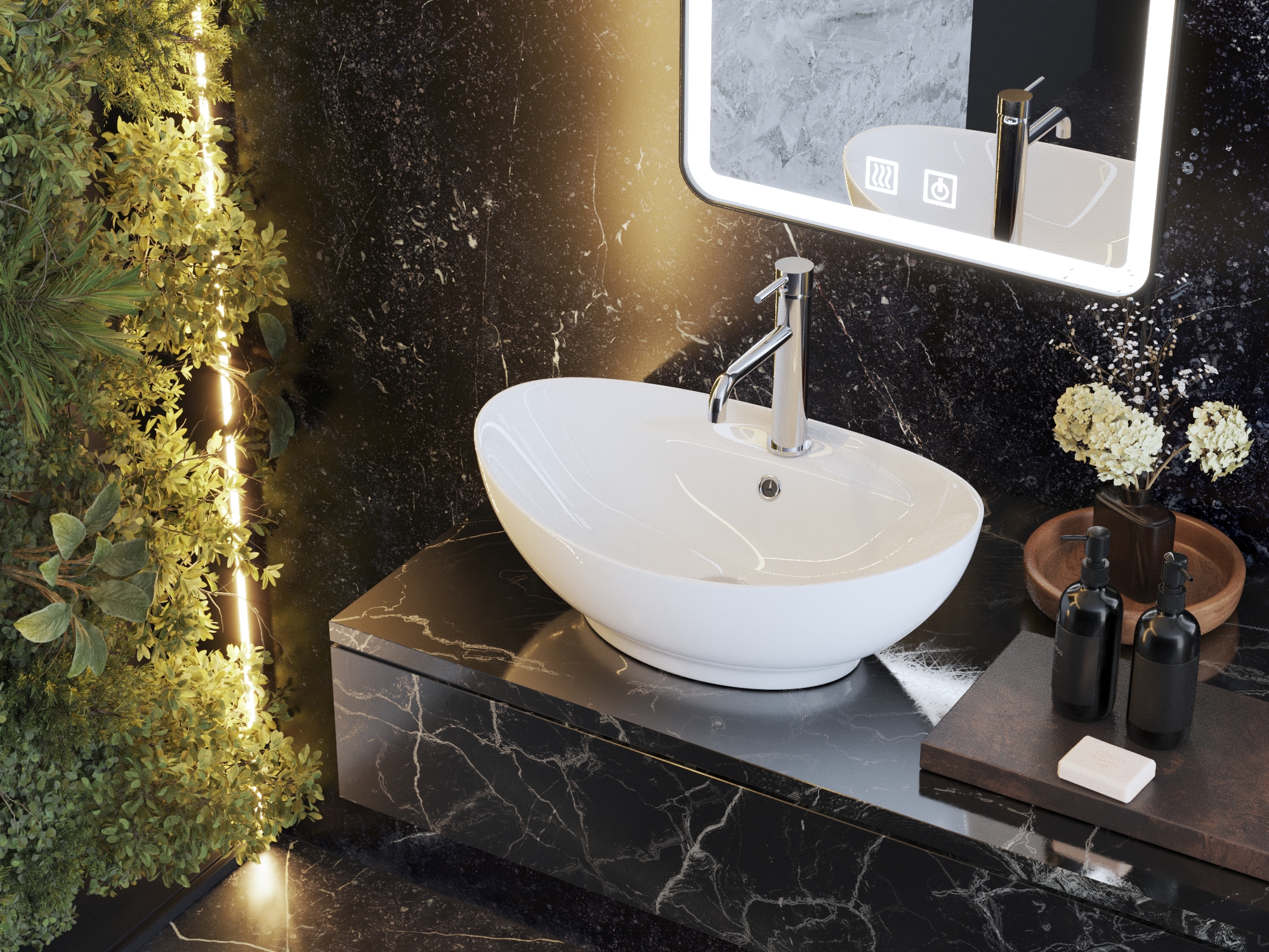 Lavoar Oval de Blat Ceramic Alb Baie Siena