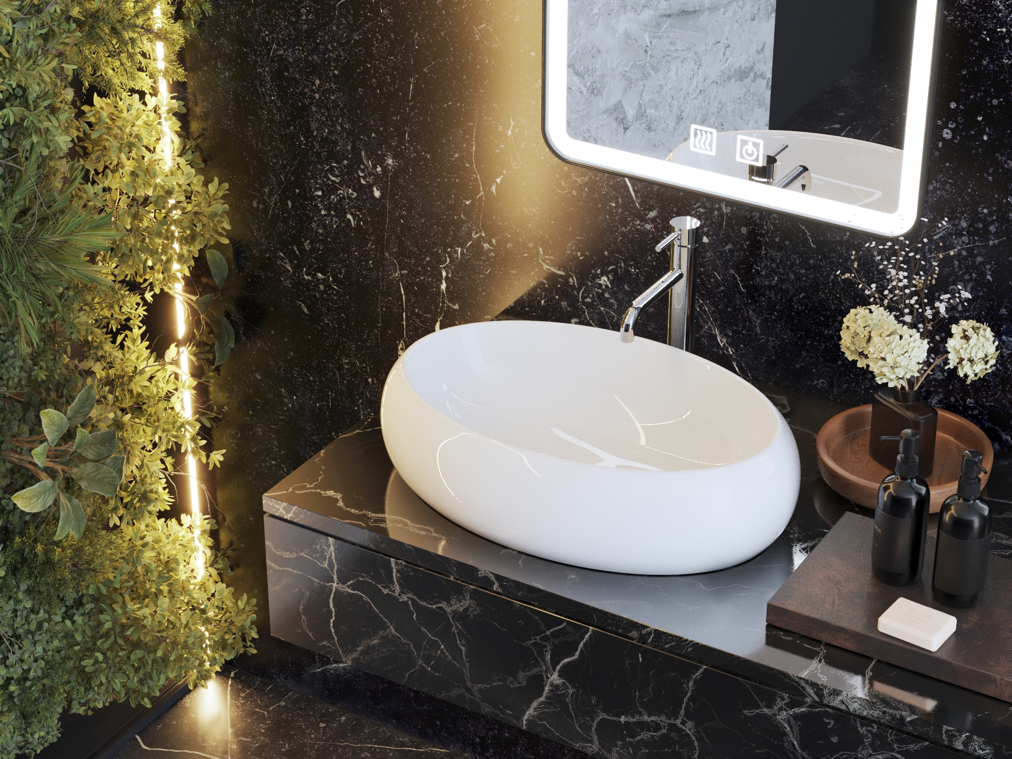Lavoar Oval Alb Ceramică de Blat OVELO