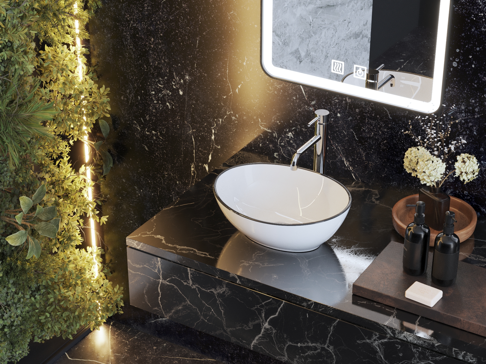 Lavoar Oval Alb Ceramic Baie Dora Montaj Pe Blat