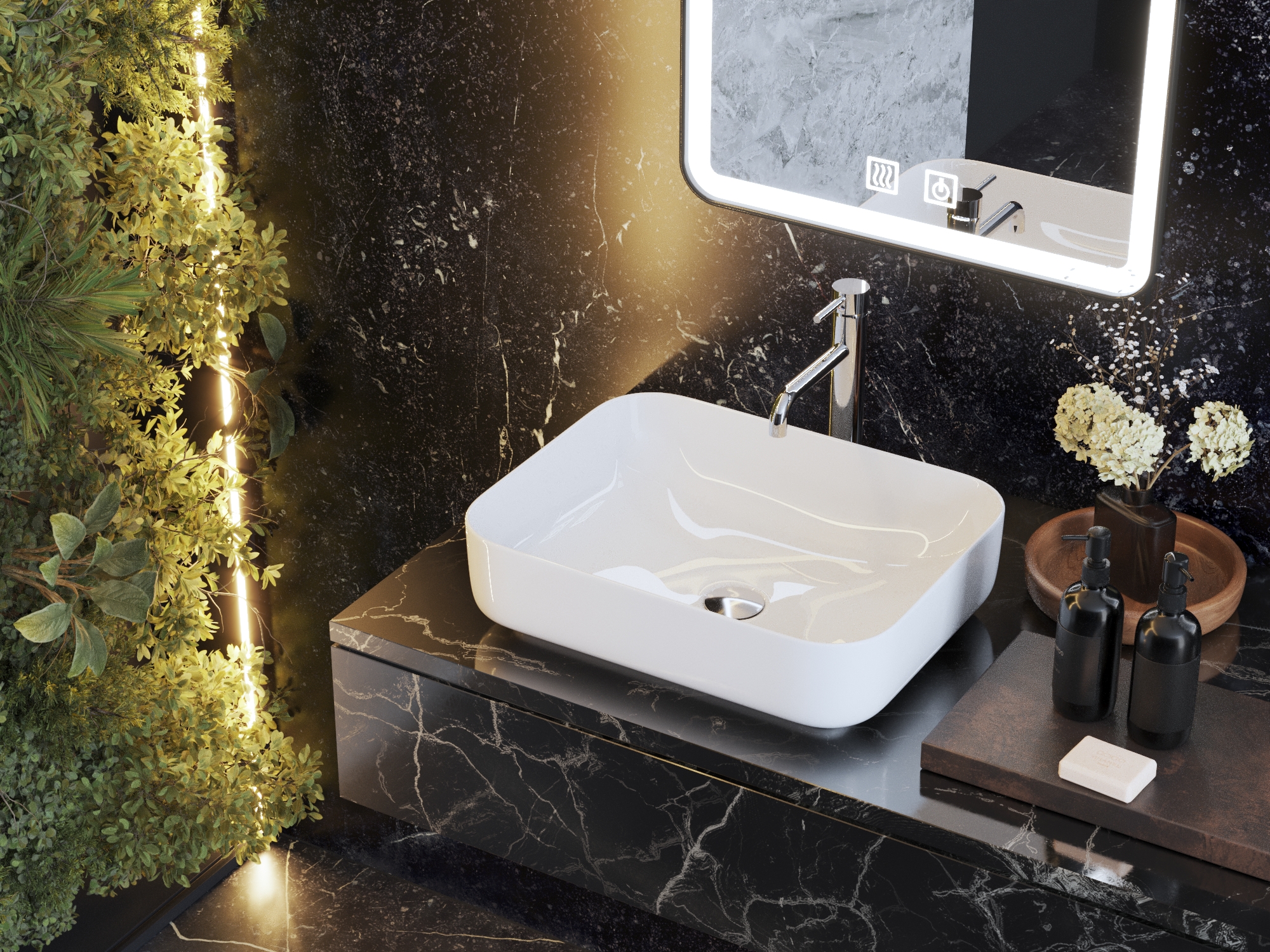 Lavoar dreptunghiular alb ceramic pentru baie SAWO