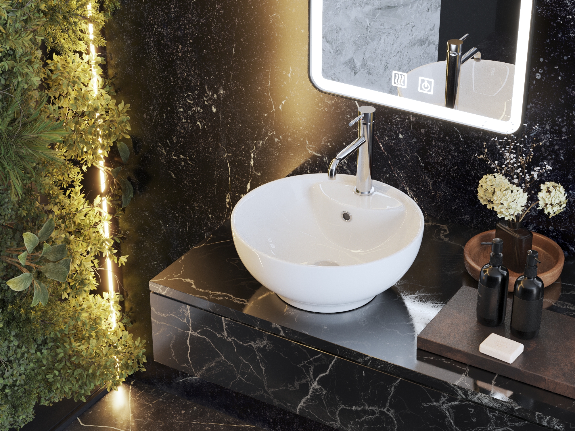 Lavoar Rotund de Blat Alb Ceramică Baie JAVA