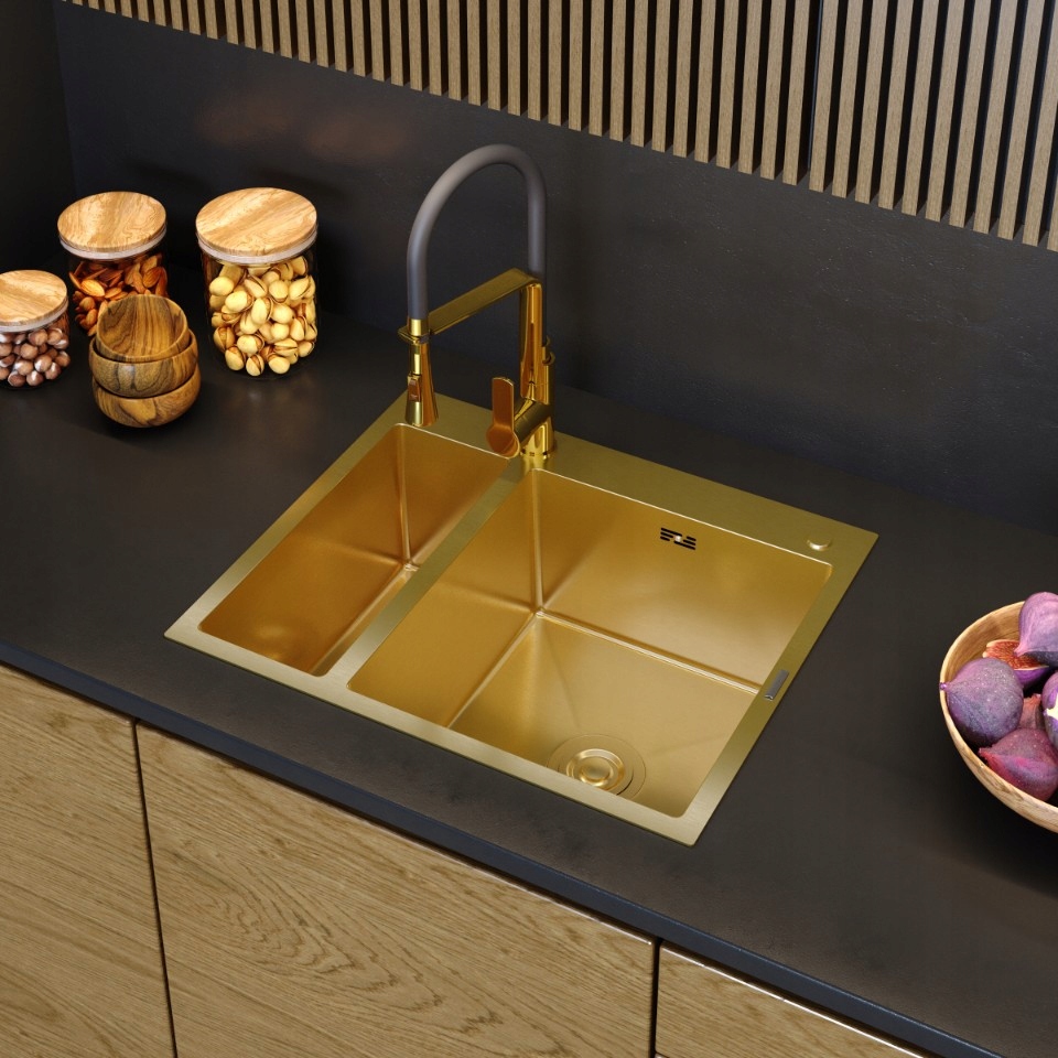 Chiuvetă inox 1.5 cuve gold sifon BARI61