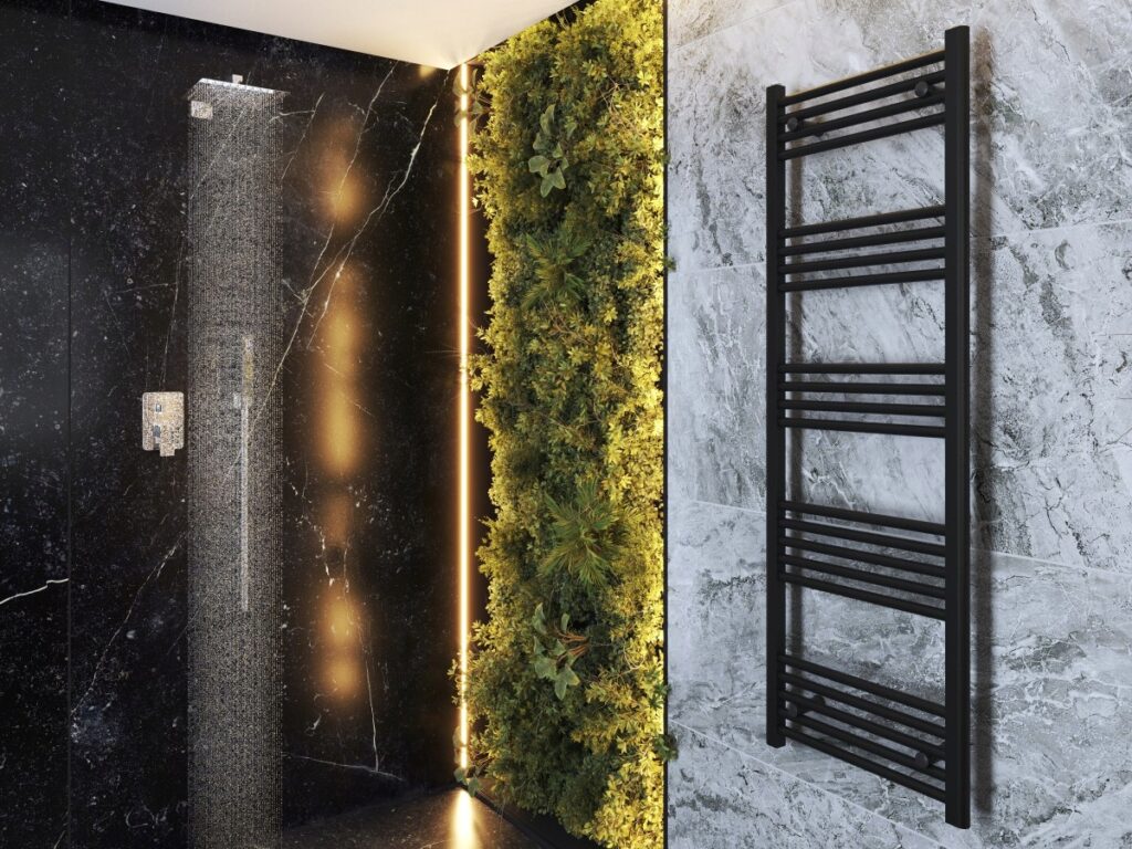 » RADIATOR BAIE NEGRU TIP SCARĂ 50×150 cm CALORIFER MONTAJ 180 BRENO