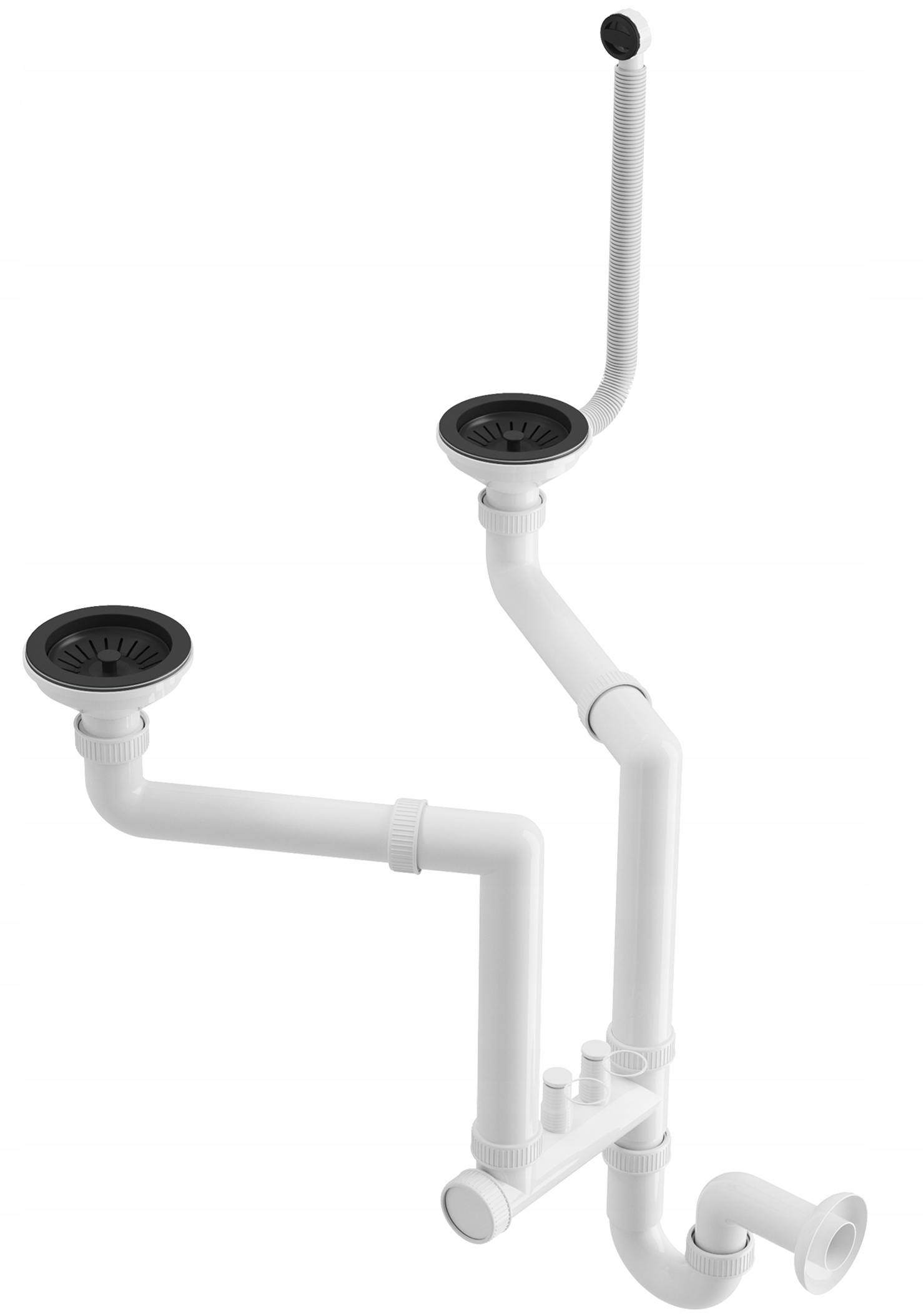 Sifon chiuvetă dublă negru perete manual G pentru bucătărie