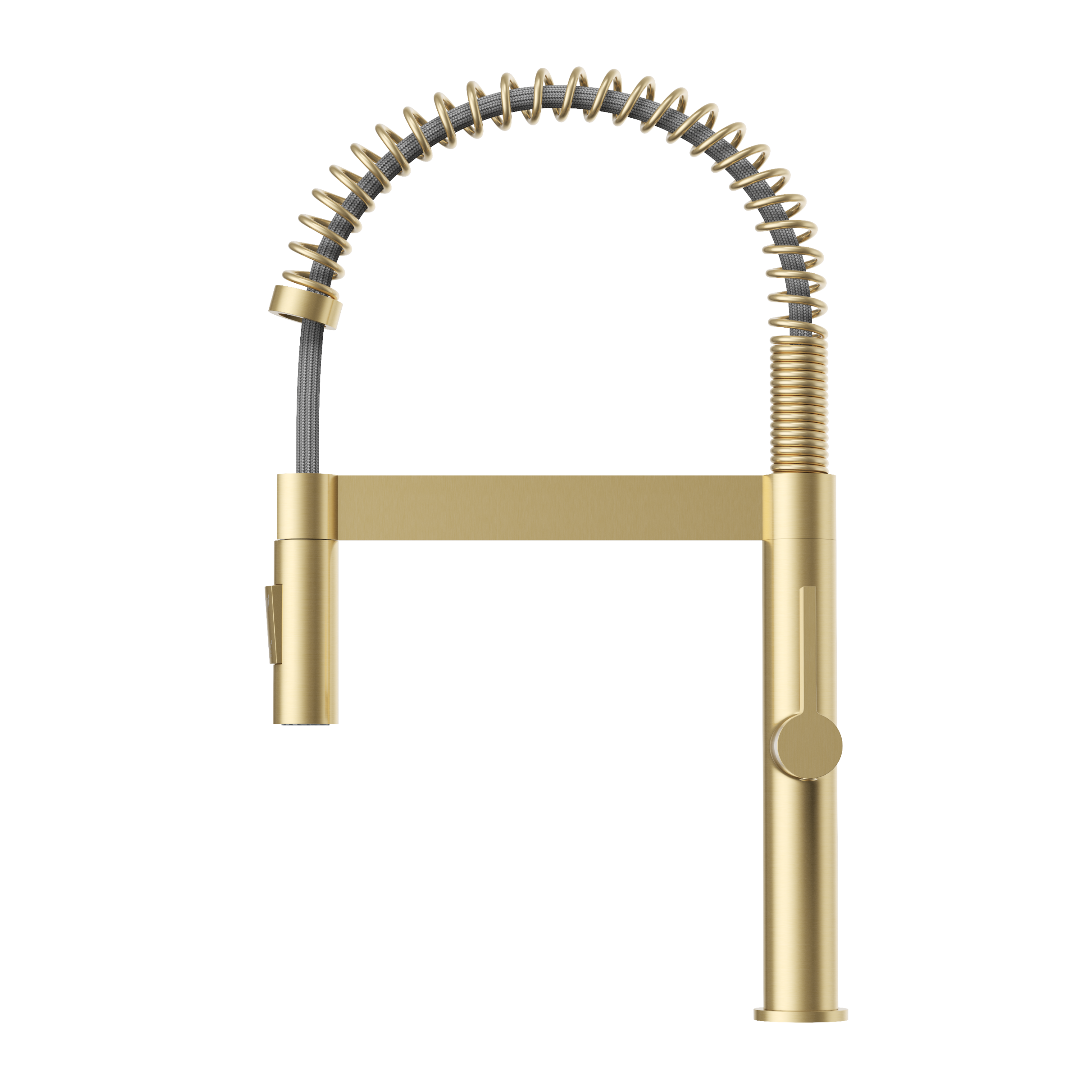 Baterie bucătărie spiralată, pipă retractabilă, înaltă, brushed gold, Elara