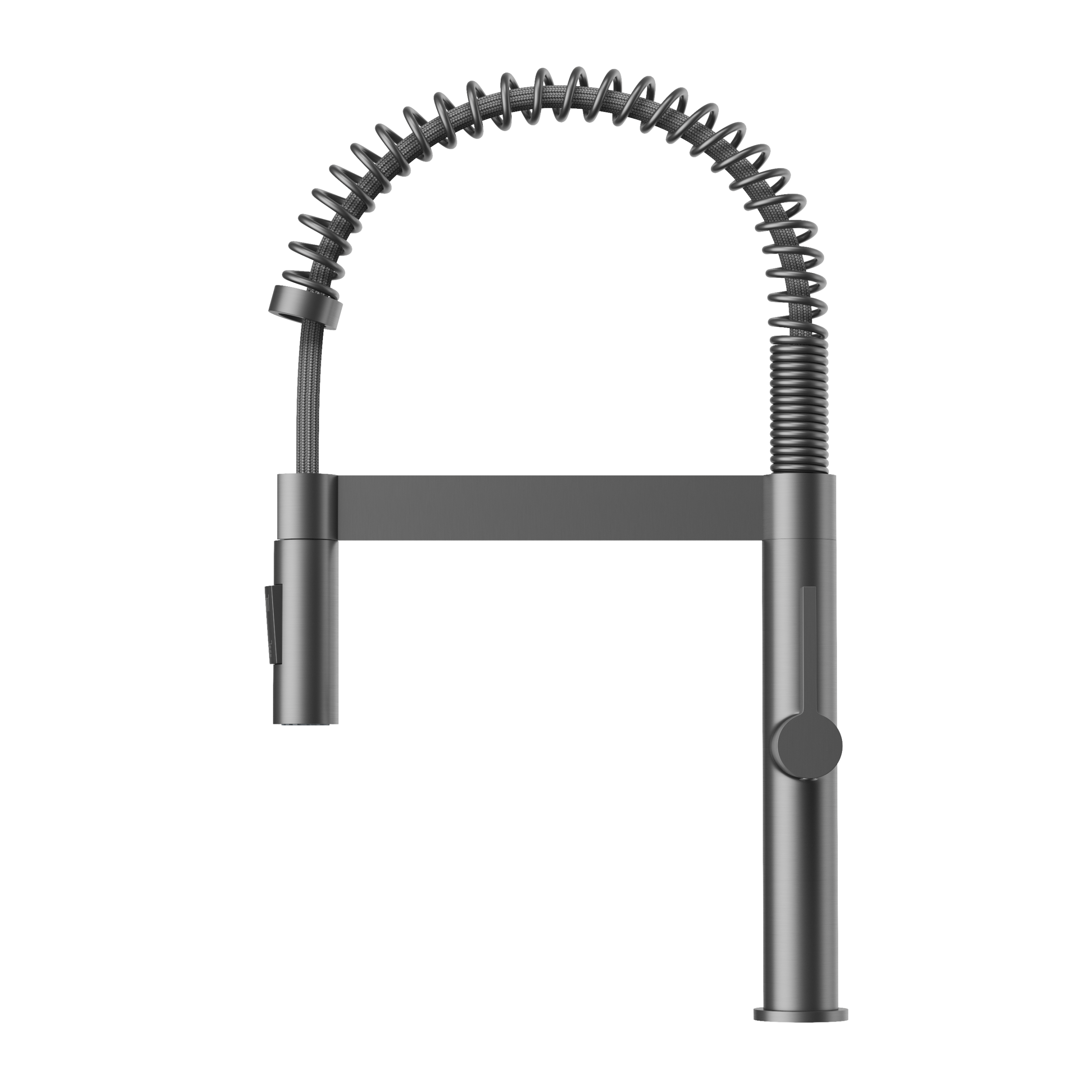 Baterie bucătărie spiralată cu duș extractibil înalt gun grey Elara