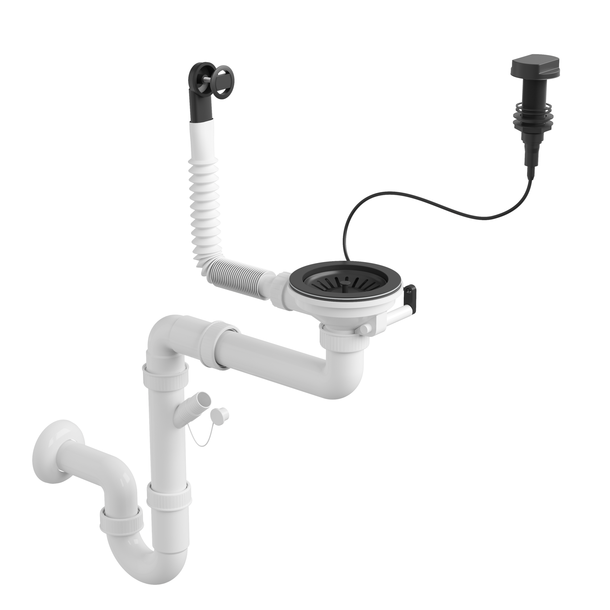 Syfon Zlewozmywakowy Automatyczny 1-komorowy Czarny 1A11BK-pp_zlozony